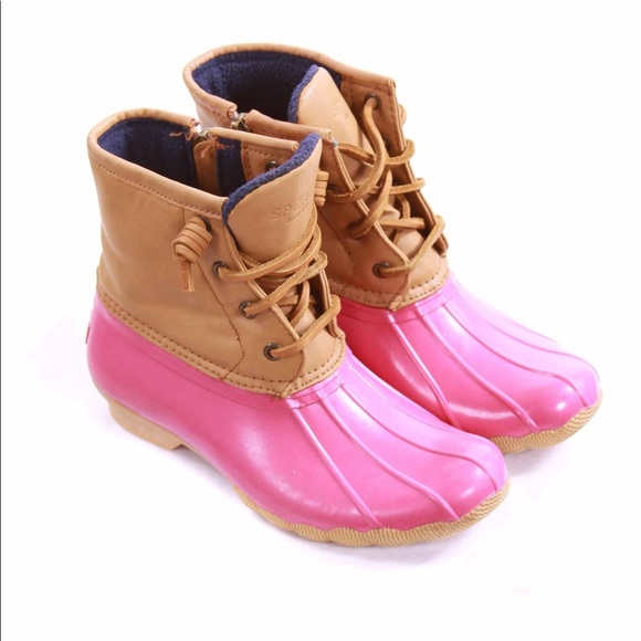 pink sperry rain boots